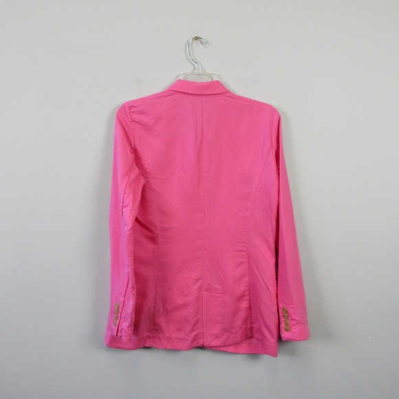 J. McLaughlin Blazer Pink 2 Linen Double Breasted Career Preppy Barbiecore 452 - Picture 2 of 11